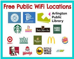 Free Public WiFi locations in Arlington Virginia - county buildings, libraries, starbucks, target, kentucky fried chicken, mcdonalds