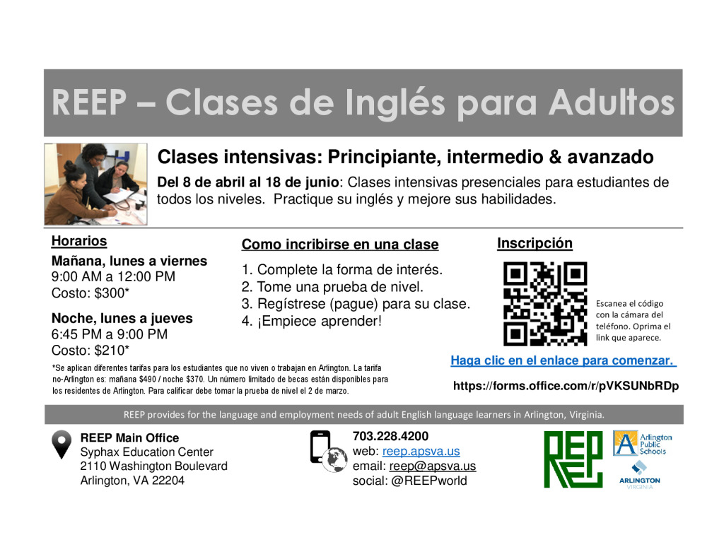 thumbnail of REEP Intensive Class Flyer SPANISH April 2026